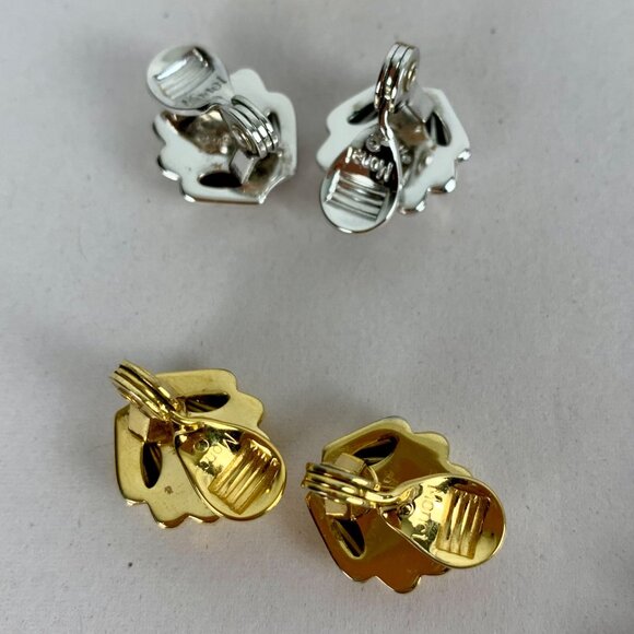 Set of 6 MONET Jewelry 4 Earrings, 1 Necklace In Gold & White Beads, 1 Brooch - Picture 12 of 13